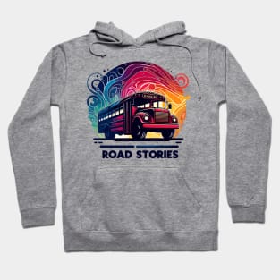 Artistic silhouette of a school bus, Road Stories Hoodie